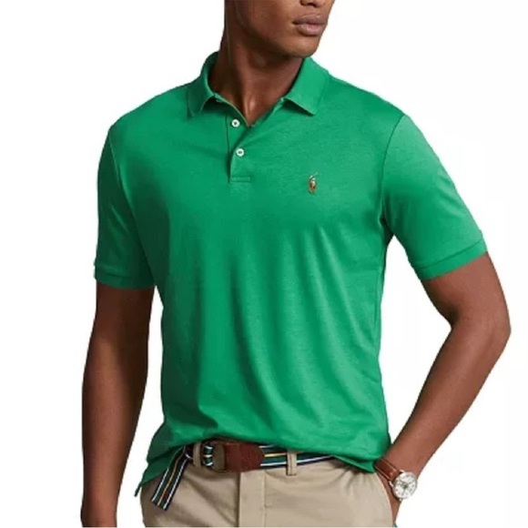NWT Polo Ralph Lauren Men's Medium Green Cotton Classic Fit Short Sleeve Polo - Picture 1 of 7
